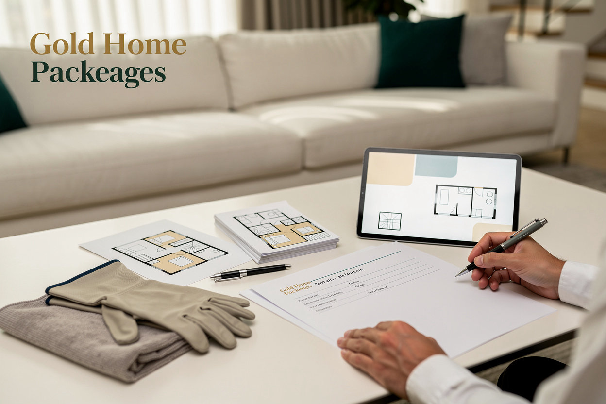 Gold Home فريق شركة تنظيف منازل وفلل بالرياض أثناء تنظيف مساحة سكنية منظمة